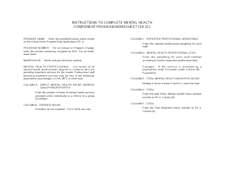 Form SR2C Mental Health Component Program Worksheet - California, Page 2