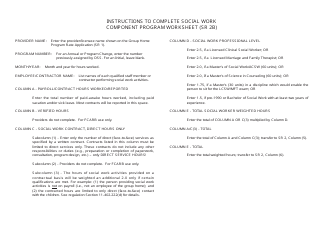 Form SR2B Social Work Component Program Worksheet - California, Page 2
