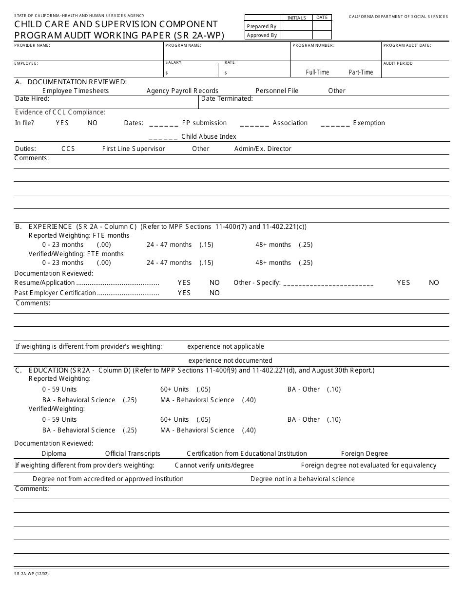 Form SR2A-WP - Fill Out, Sign Online and Download Fillable PDF ...