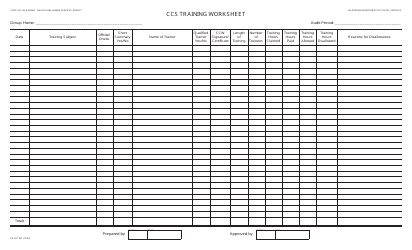 Document preview: Form SR2A TWS Ccs Training Worksheet - California