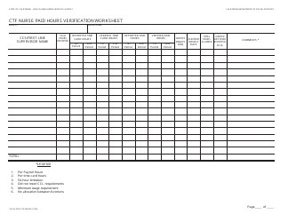 Document preview: Form SR2A PHV-CTF-NURSE Ctf Nurse Paid Hours Verification Worksheet - California