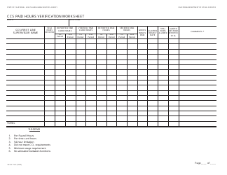 Document preview: Form SR2A PHV Ccs Paid Hours Verification Worksheet - California