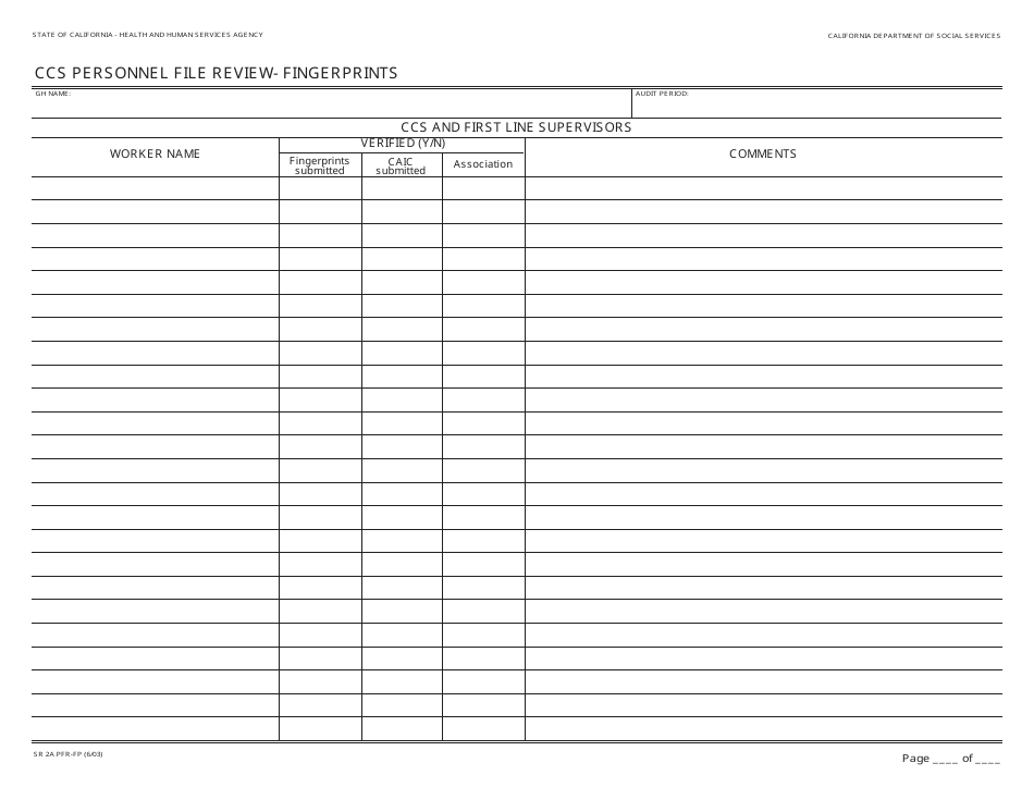 Form SR2A PFR-FP Download Fillable PDF or Fill Online Ccs Personnel ...