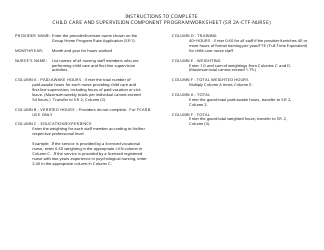 Form SR2A-CTF-NURSE Child Care and Supervision Component Program Worksheet - California, Page 2