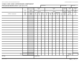 Form SR2A CTF Child Care and Supervision Component Program Worksheet - California
