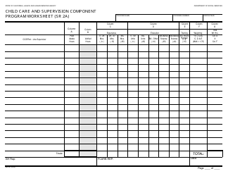 Form SR2A Child Care and Supervision Component Program Worksheet - California
