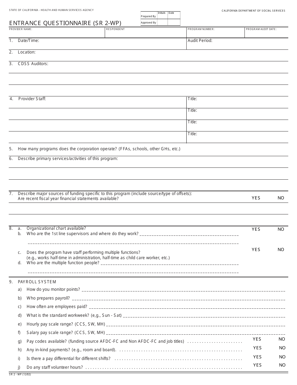 Form SR2-WP - Fill Out, Sign Online and Download Fillable PDF ...