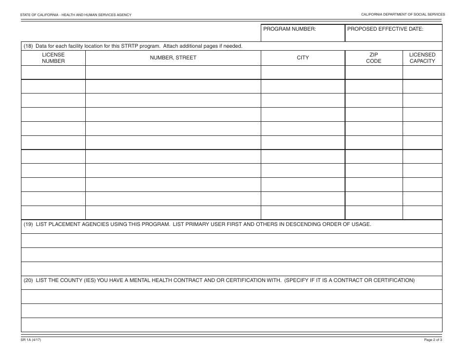 Form SR1a - Fill Out, Sign Online and Download Fillable PDF, California ...