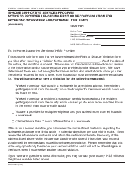 Document preview: Form SOC2280 In-home Supportive Services Program Notice to Provider Upholding First or Second Violation for Exceeding Workweek and/or Travel Time Limits - California