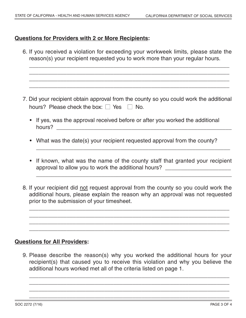 Form SOC2272 In-home Supportive Services Program Notice to Provider of Right to Dispute Violation for Exceeding Workweek and / or Travel Time Limits - California, Page 3