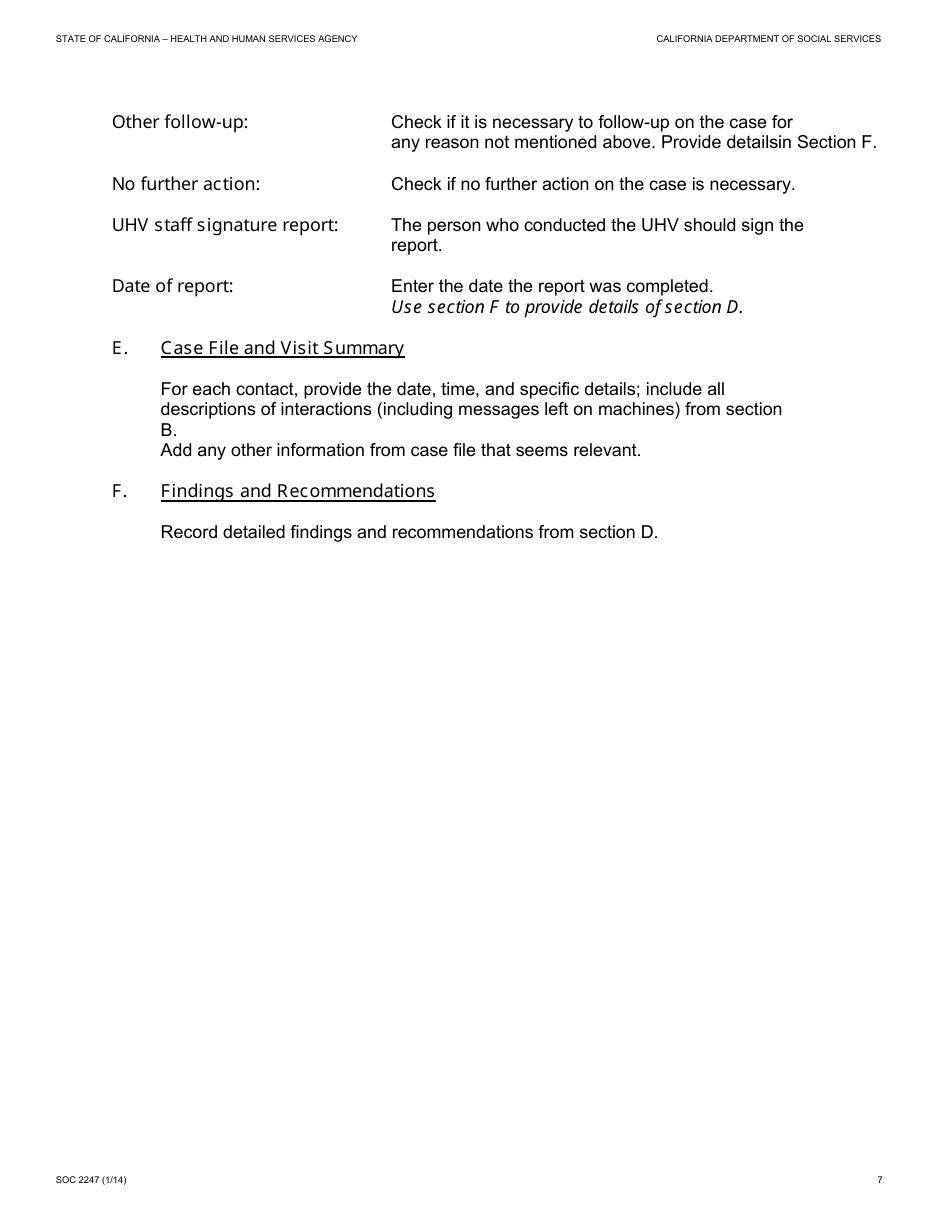 Form SOC2247 Ihss Uhv Findings Report - California, Page 7