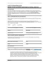 Document preview: Form SOC880 Safely Surrendered Baby - Report to the California Department of Social Services - California