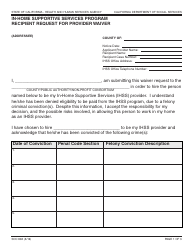 Document preview: Form SOC862 In-home Supportive Services Program Recipient Request for Provider Waiver - California