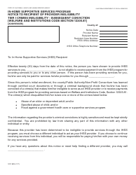 Document preview: Form SOC859A In-home Supportive Services Program Notice to Recipient of Provider Ineligibility Tier 1 Crimes Ineligibility - Subsequent Conviction - California
