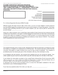 Document preview: Form SOC858A In-home Supportive Services Program Notice to Provider of Provider Ineligibility Tier 1 Crimes Ineligibility - Subsequent Conviction - California