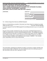 Form SOC855B In-home Supportive Services Program Notice to Recipient of Provider Ineligibility Tier 2 Crimes (Serious/Violent Felonies; Sex Offender Felonies; Fraud Against Government Agencies) - California