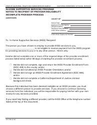 Document preview: Form SOC855 In-home Supportive Services Program Notice to Recipient of Provider Ineligibility Incomplete Provider Process - California