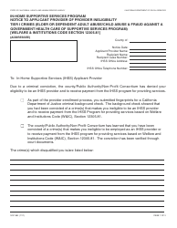 Document preview: Form SOC852 In-home Supportive Services Program Notice to Applicant Provider of Provider Ineligibility Tier I Crimes (Elder or Dependent Adult Abuse/Child Abuse & Fraud Against a Government Health Care of Supportive Services Program) - California