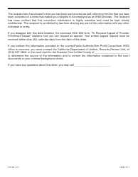Form SOC852 In-home Supportive Services Program Notice to Applicant Provider of Provider Ineligibility Tier I Crimes (Elder or Dependent Adult Abuse/Child Abuse &amp; Fraud Against a Government Health Care of Supportive Services Program) - California, Page 2