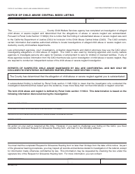 Document preview: Form SOC832 Notice of Child Abuse Central Index Listing - California