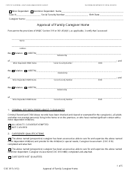 Document preview: Form SOC815 Approval of Family Caregiver Home - California