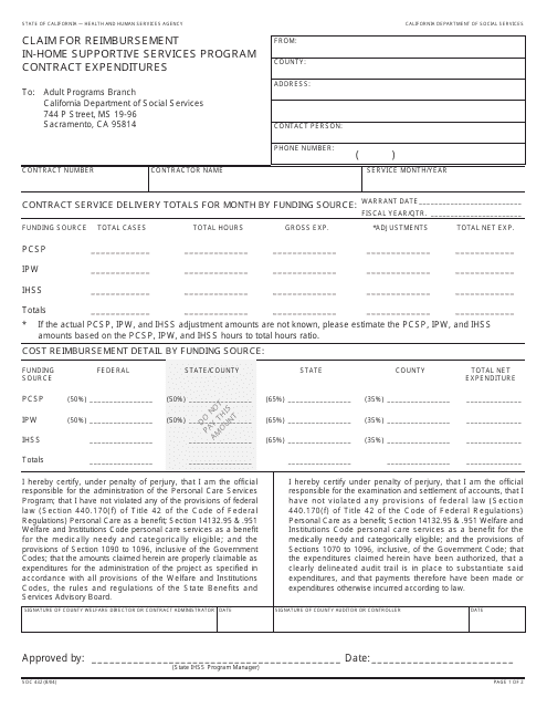 Form SOC432  Printable Pdf