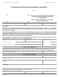 Document preview: Form SOC425 Physician's Certification of Medical Necessity - California