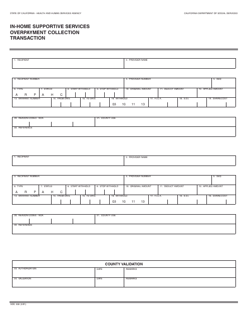 Form SOC330  Printable Pdf