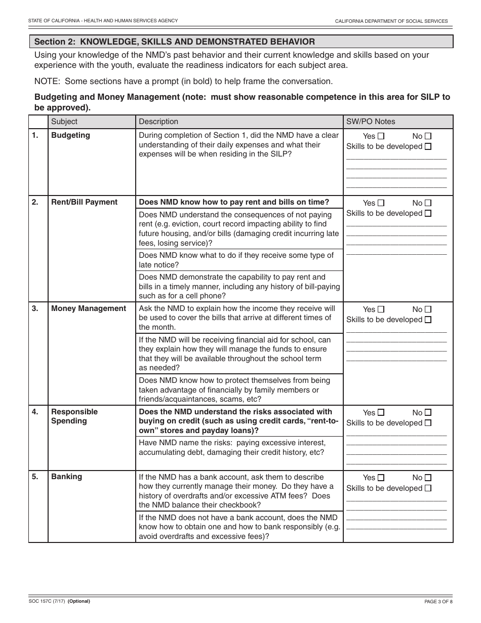Form SOC157C Standardized Silp Readiness Assessment Tool - California, Page 3