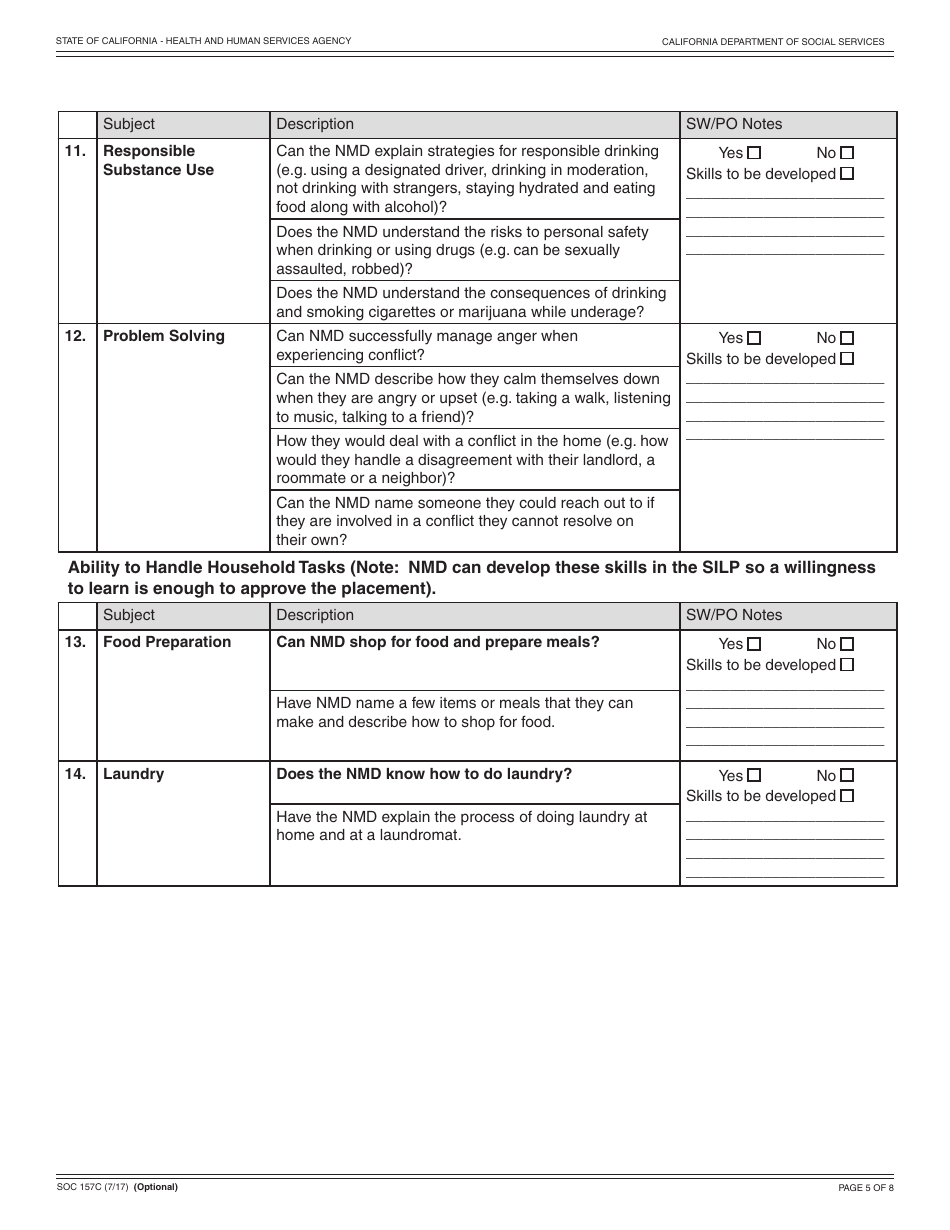 Form SOC157C Standardized Silp Readiness Assessment Tool - California, Page 5