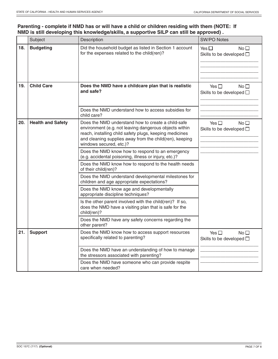 Form SOC157C Standardized Silp Readiness Assessment Tool - California, Page 7