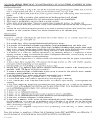 Form SOC155 Voluntary Placement Agreement - Placement Request - California, Page 2