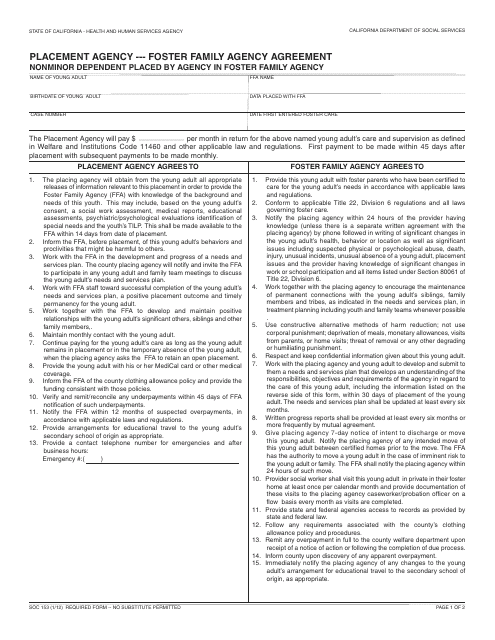 Form SOC153  Printable Pdf