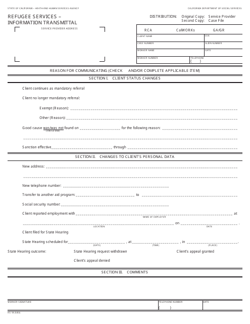 Form RS18  Printable Pdf