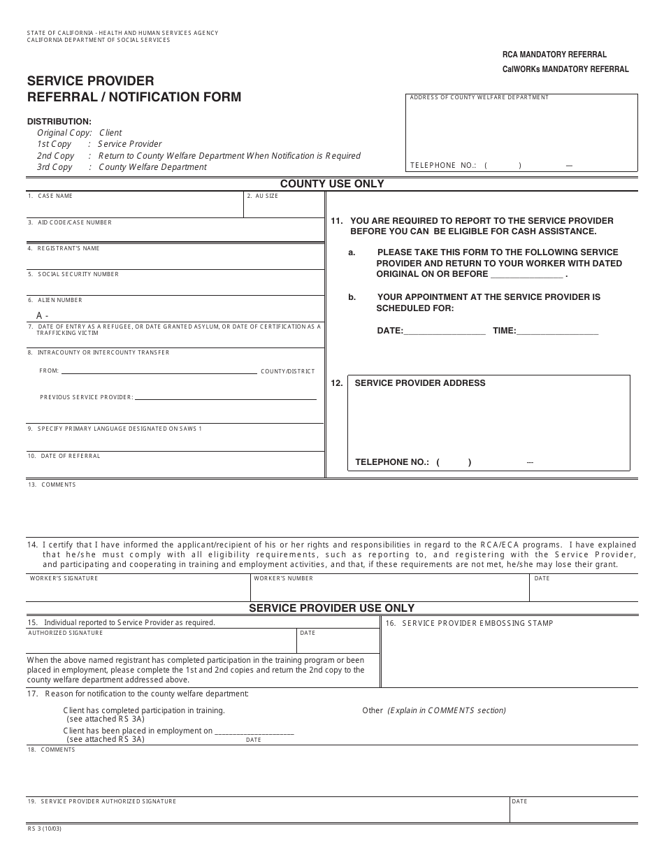 Form RS3 - Fill Out, Sign Online and Download Fillable PDF, California ...