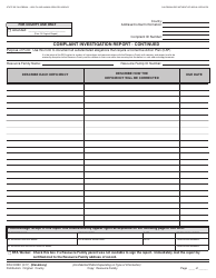 Document preview: Form RFA9099C Compliant Investigation Report - Continued - California