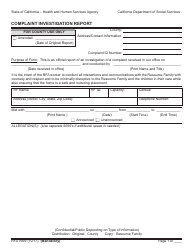 Document preview: Form RFA9099 Complaint Investigation Report - California