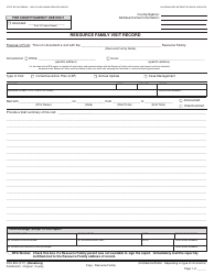 Document preview: Form RFA809 Resource Family Visit Record - California