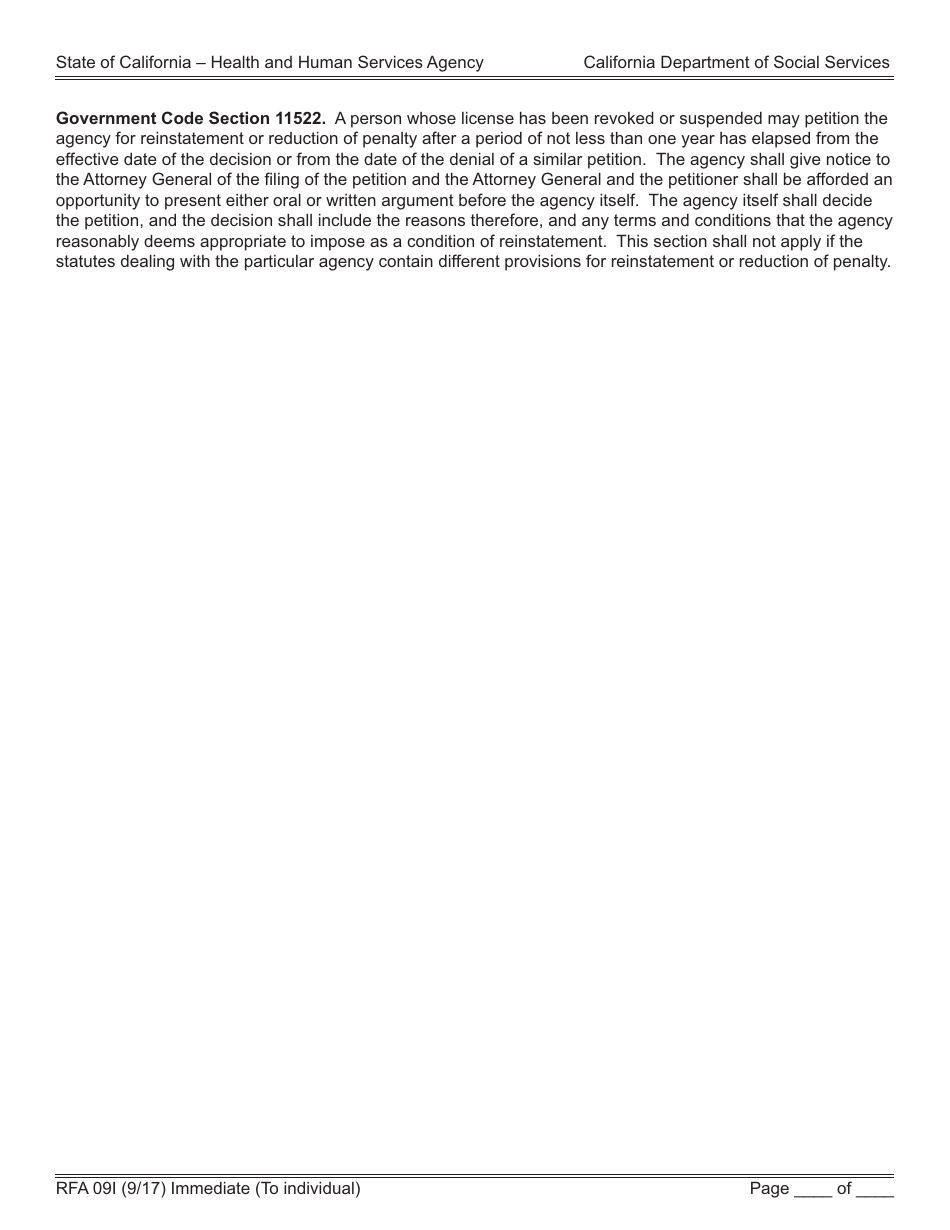 Form RFA09I Order to Individual of Immediate Exclusion From Resource Family Homes and Department Licensed Facilities - California, Page 4
