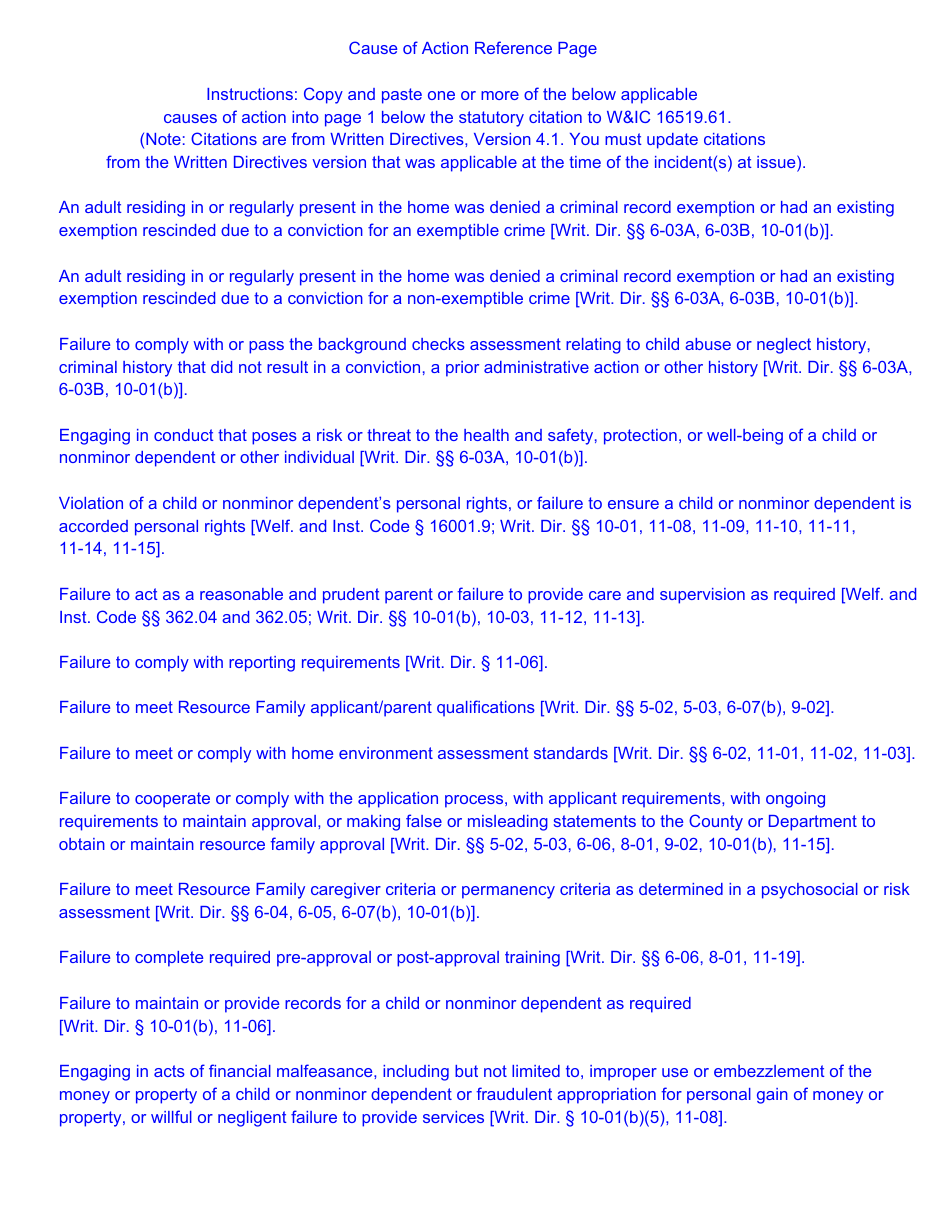 Form RFA09I Order to Individual of Immediate Exclusion From Resource Family Homes and Department Licensed Facilities - California, Page 5
