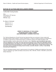 Document preview: Form RFA09E Notice of Action and Exclusion Order - California