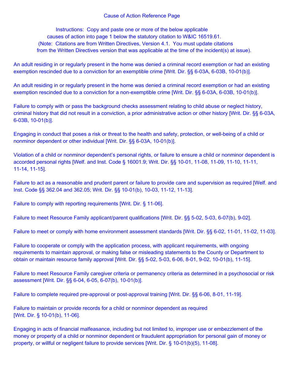 Form RFA09E Notice of Action and Exclusion Order - California, Page 5