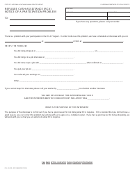 Form RCA43 Refugee Cash Assisstance (Rca) Notice of a Participation Problem - California
