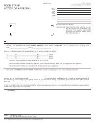 Form QR377.1 Food Stamp Notice of Approval - California