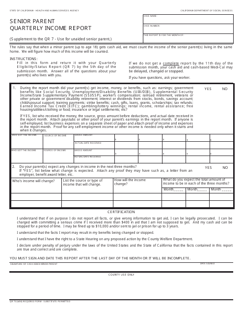 Form QR73  Printable Pdf