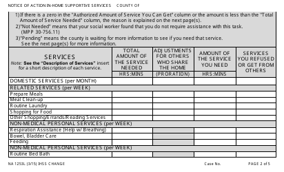 Form NA1253L Notice of Action in-Home Supportive Services (Ihss) Change - California, Page 2
