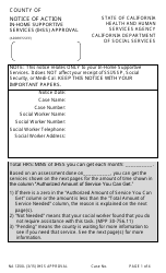 Document preview: Form NA1250L Notice of Action in-Home Supportive Services (Ihss) Approval - California