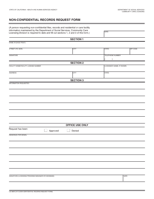 Form LIC989A  Printable Pdf