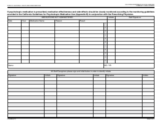 Form LIC622b Psychotropic Medication Administration Record (MAR) - California, Page 2