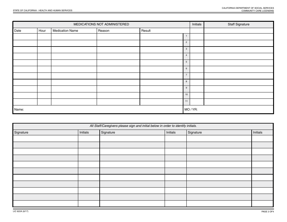 Form LIC622a - Fill Out, Sign Online and Download Fillable PDF ...